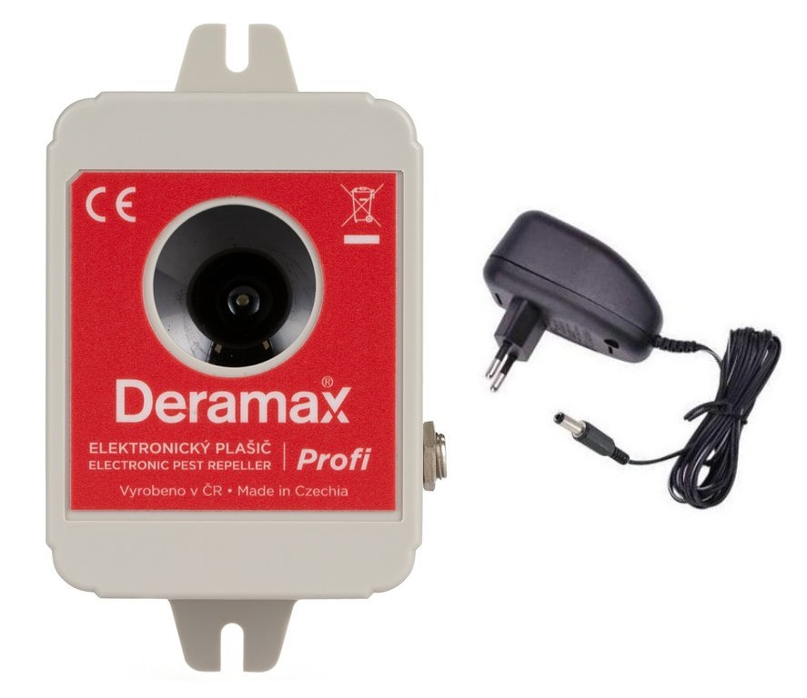 Deramax PROFI – voděodolný odpuzovač kun a hlodavců s adaptérem (dosah 650 m²)